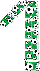 Image showing Number 1 One from balls and soccer fields