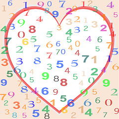 Image showing background made from colorful numbers with heart
