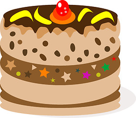 Image showing celebratory chocolate cake with bananas