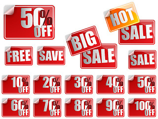 Image showing Set of Red Sale Stickers