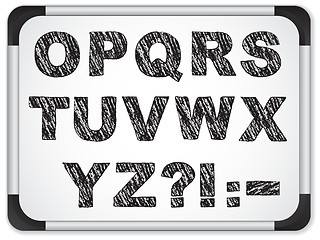 Image showing Black Alphabet on Whiteboard
