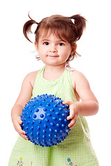 Image showing Happy toddler girl with ball