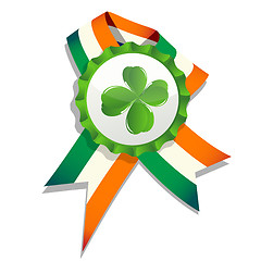 Image showing Beer cap with clover leaf and flag