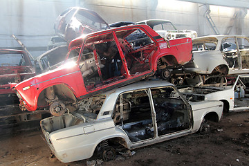 Image showing cars is returned for recycling as scrap metal