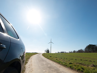 Image showing Car and wind turbine