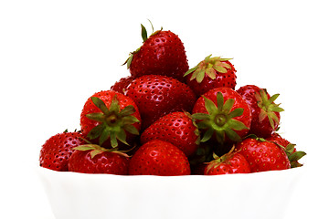 Image showing Zoomed foto of strawberry in white studio