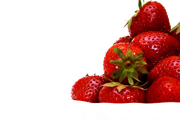 Image showing Zoomed foto of strawberry in white studio