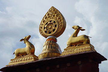 Image showing Golden summit of a lamasery