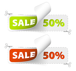 Image showing Red and green sale coupons