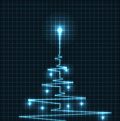 Image showing Abstract Christmas tree from heart beats cardiogram illustration - vector