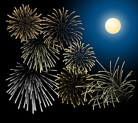 Image showing Silver and golden fireworks