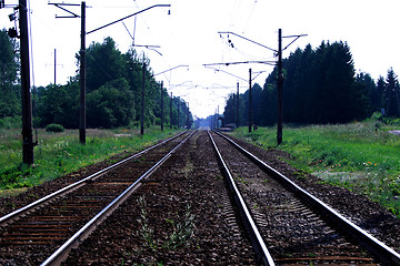 Image showing Foto of  two steel rails at summer