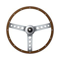 Image showing Old fashioned steering wheel