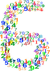 Image showing Number Six 6 made from colorful numbers