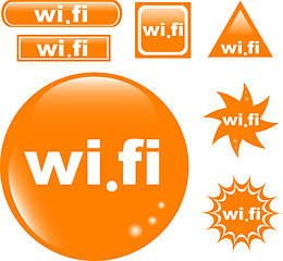 Image showing Wi Fi button set glossy icon