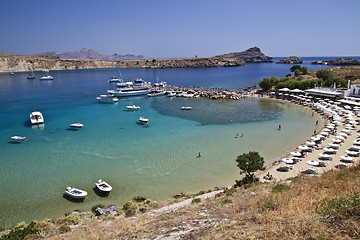 Image showing Beautiful view of Lindos harbour