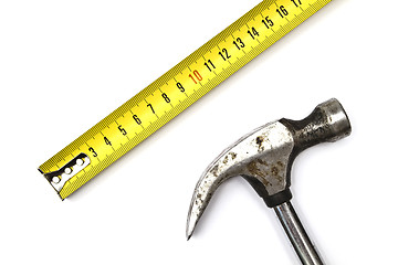 Image showing Hammer and tape measure