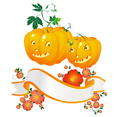 Image showing Halloween pumpkins and banner