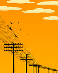 Image showing Birds on wire