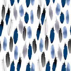 Image showing Blue feathers background