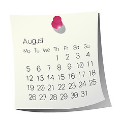 Image showing 2013 August calendar