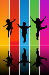 Image showing Jumping children silhouettes