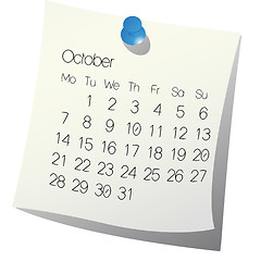 Image showing 2013 October calendar