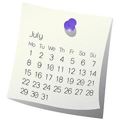 Image showing 2013 July calendar