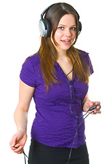 Image showing Young woman with headphones