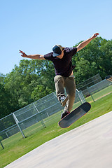 Image showing Skateboarder Doing Tricks On His Board