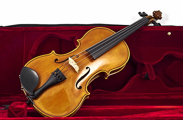 Image showing Italian wooden Violin in case box