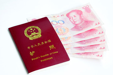 Image showing Chinese passport and money