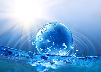 Image showing Globe floating on water