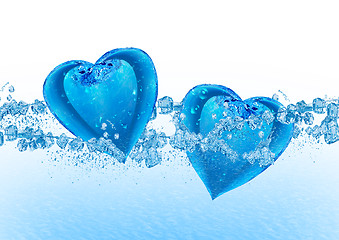 Image showing Two hearts from water