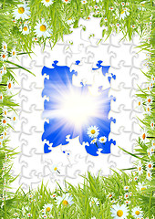 Image showing white puzzles with camomiles