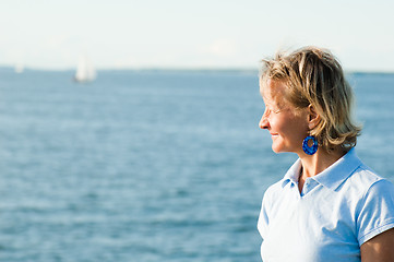 Image showing The woman on a background of the sea