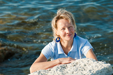 Image showing The woman on a background of the sea