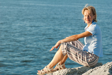 Image showing The woman on a background of the sea