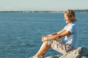 Image showing The woman on a background of the sea