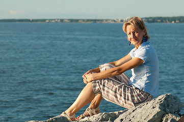 Image showing The woman on a background of the sea