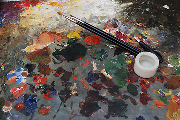 Image showing artist's stained palette