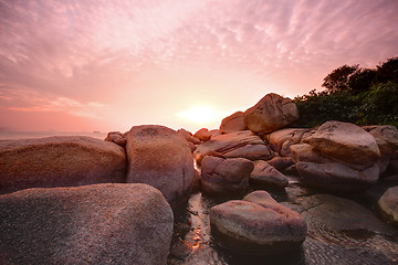 Image showing Beautiful colorful sunset over sea