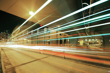 Image showing traffic downtown at night