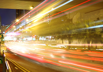 Image showing Fast moving cars at night 