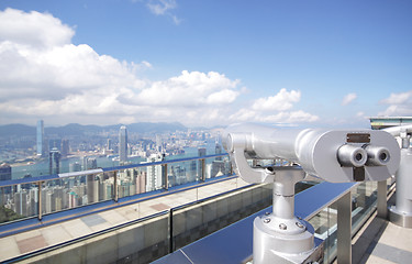 Image showing View point with telescope near  hongkong,china