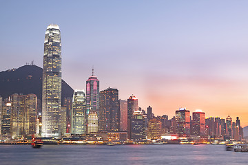 Image showing Magic hour of Victoria harbour, Hong Kong 