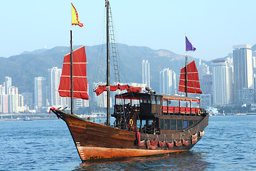 Image showing Hong Kong junk boat 