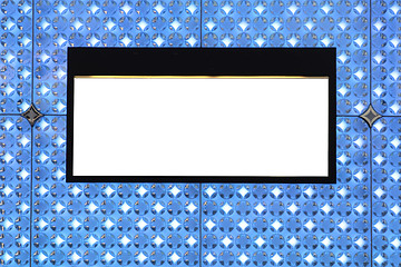Image showing Blank billboard on wall and lighting background