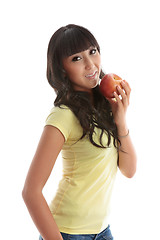 Image showing Good nutrition girl eat apple