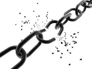 Image showing A computer generated image of a chain with a broken link. 